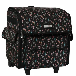 Everything Mary Black Floral Serger Machine Rolling Storage Case