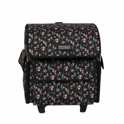 Everything Mary Black Floral Serger Machine Rolling Storage Case