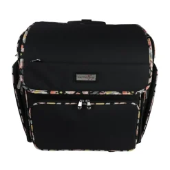 Everything Mary Black Floral Deluxe Collapsible Rolling Craft Bag