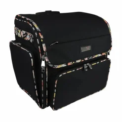 Everything Mary Black Floral Deluxe Collapsible Rolling Craft Bag