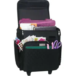 Everything Mary Black Quilted Rolling Scrapbook Storage Tote