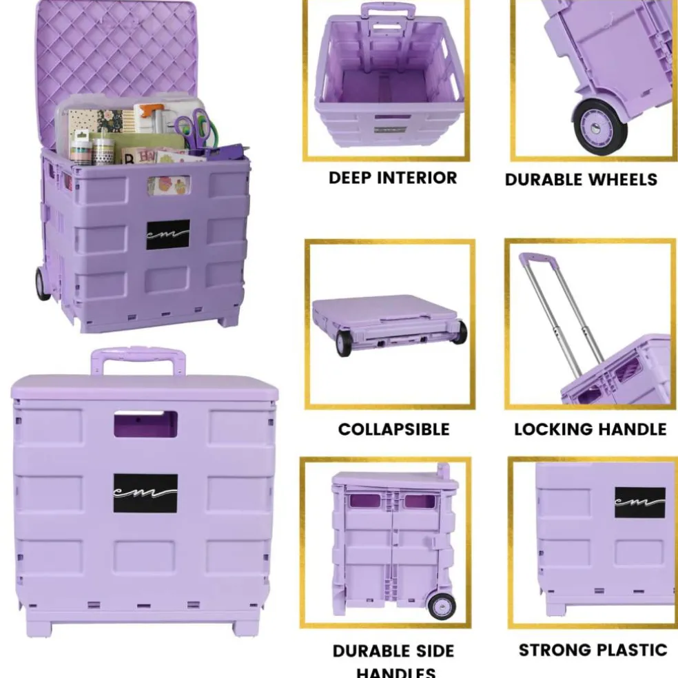 Everything Mary Collapsible Rolling Cart with Lid
