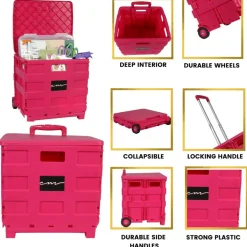 Everything Mary Collapsible Rolling Cart with Lid
