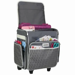Everything Mary Gray & White Diamond Rolling Scrapbook Travel Case