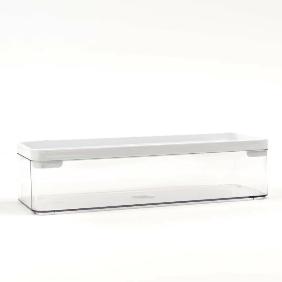 Everything Mary Large Clear Plastic Storage Box with White Lid