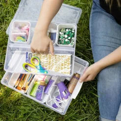 Everything Mary 7-Piece Clear Plastic Craft & Hobby Storage Container – Organizer with Removable Bins for Supplies, Tools, and DIY Projects
