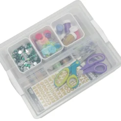 Everything Mary 7-Piece Clear Plastic Craft & Hobby Storage Container – Organizer with Removable Bins for Supplies, Tools, and DIY Projects