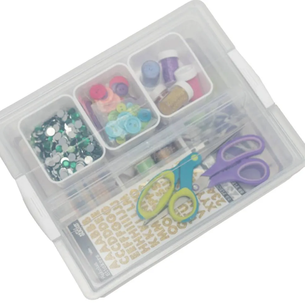 Everything Mary 7-Piece Clear Plastic Craft & Hobby Storage Container – Organizer with Removable Bins for Supplies, Tools, and DIY Projects