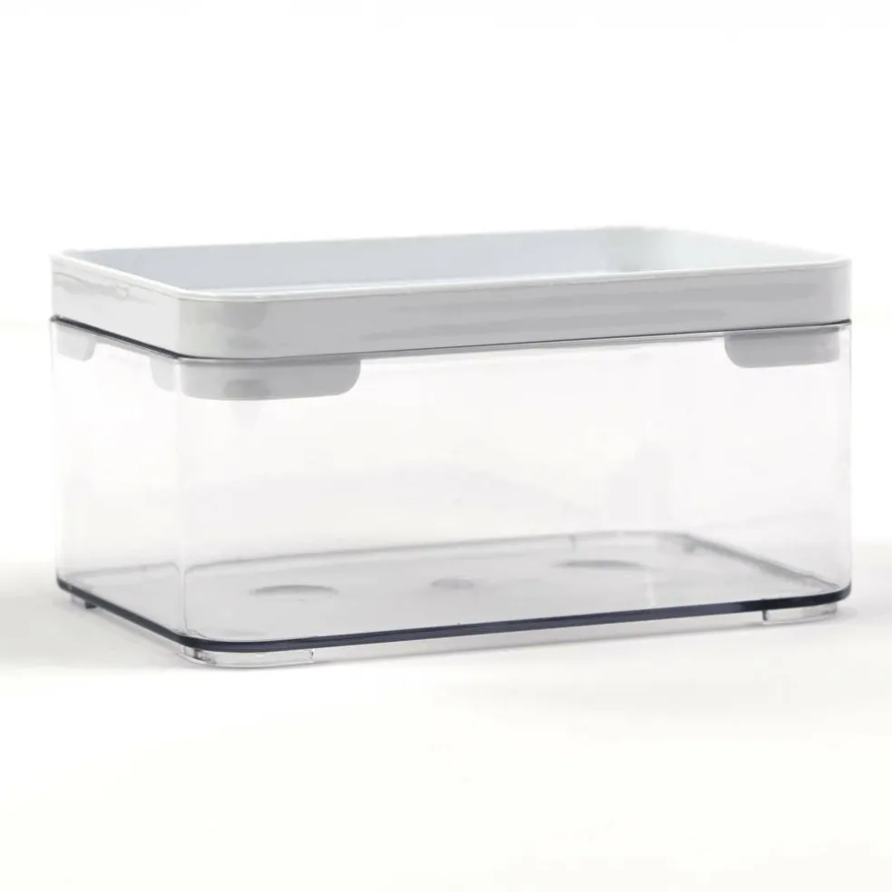 Everything Mary Small Clear Plastic Storage Box with White Lid