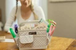 Everything Mary Tan Dots Collapsible Craft Caddy