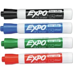 EXPO Broad Chisel Tip Low-Odor Dry-Erase Marker - Assorted Colors (4/Set)