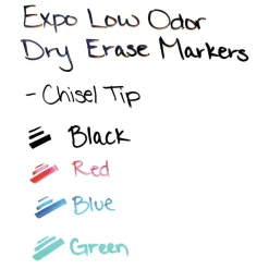 EXPO Broad Chisel Tip Low-Odor Dry-Erase Marker - Assorted Colors (4/Set)
