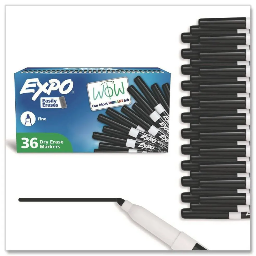 EXPO Fine Bullet Tip Low-Odor Dry-Erase Marker Value Pack - Black (36/Box)