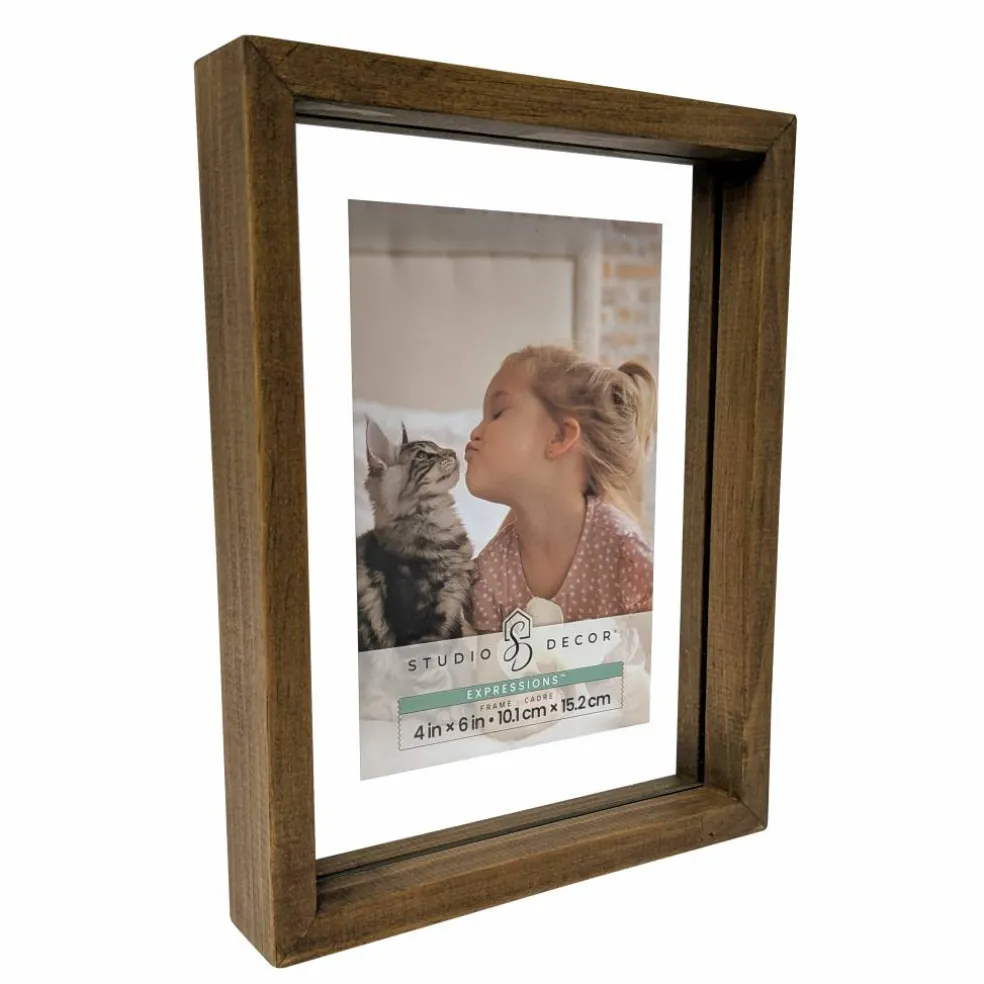 Expressions™ Brown Linear Wood Float Frame by Studio Décor®