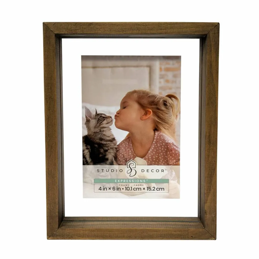 Expressions™ Brown Linear Wood Float Frame by Studio Décor®