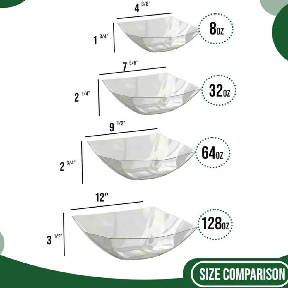 Exquisite Disposable Plastic Serving Bowls - for Parties, Salad Bar, Buffet, Candy - Bowl Set