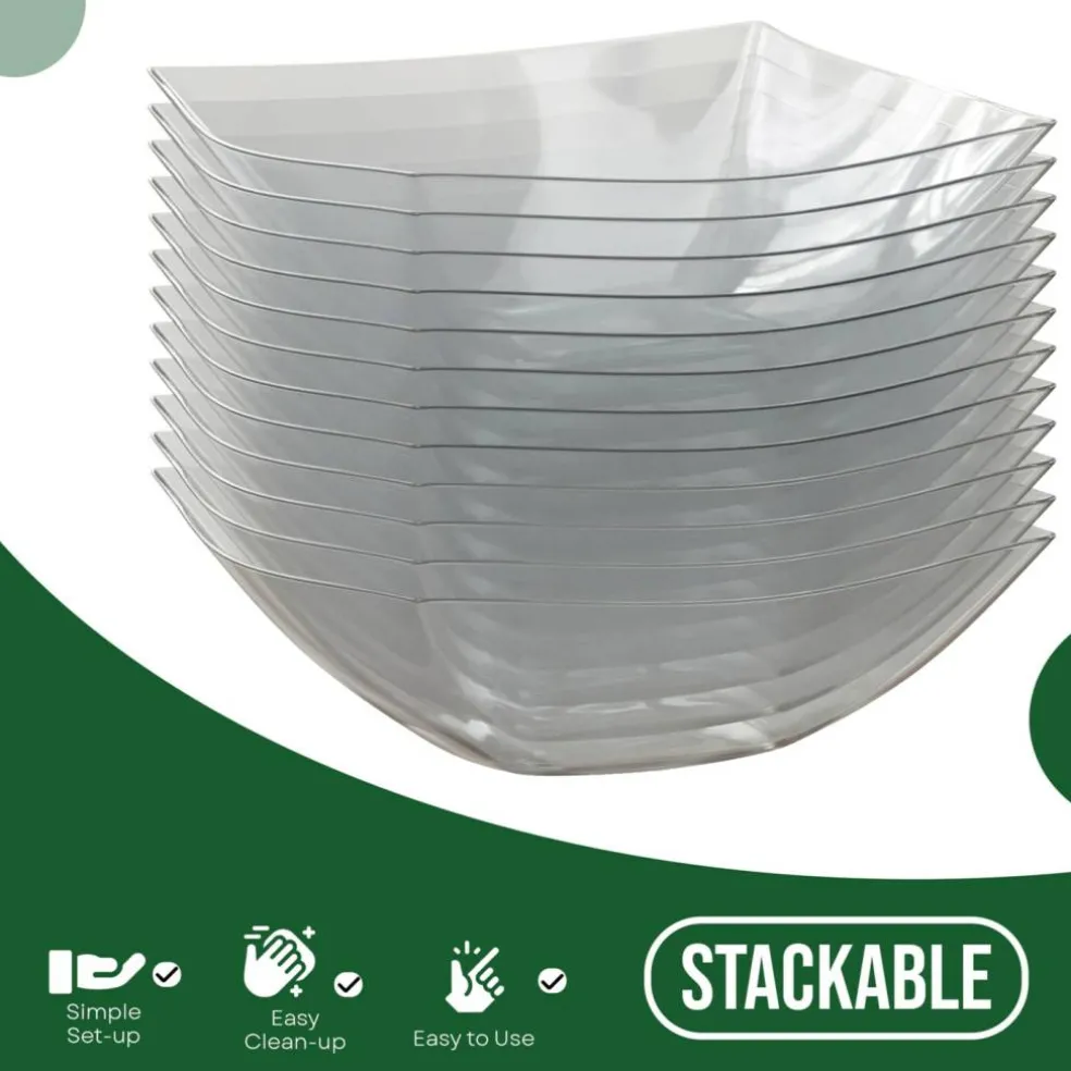 Exquisite Disposable Plastic Serving Bowls - for Parties, Salad Bar, Buffet, Candy - Bowl Set