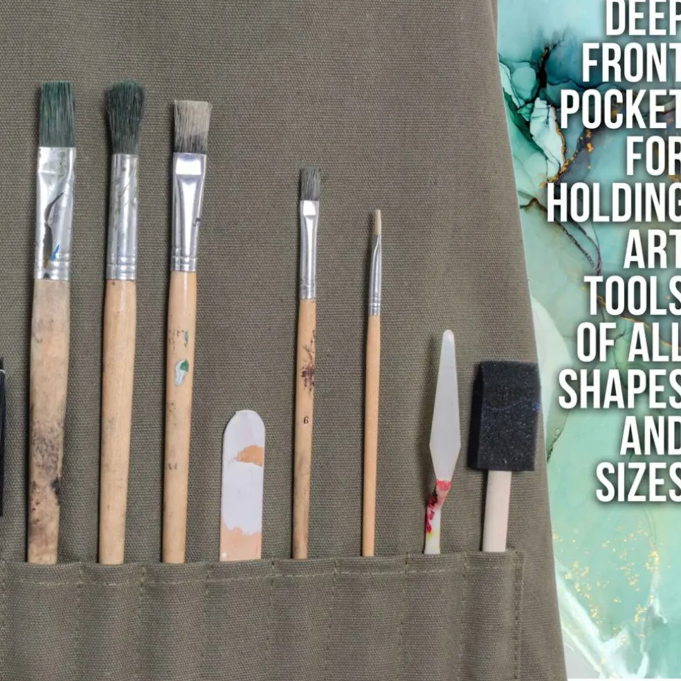 Extra Large Canvas Adjustable Artist Apron (Size: 30" x 25")