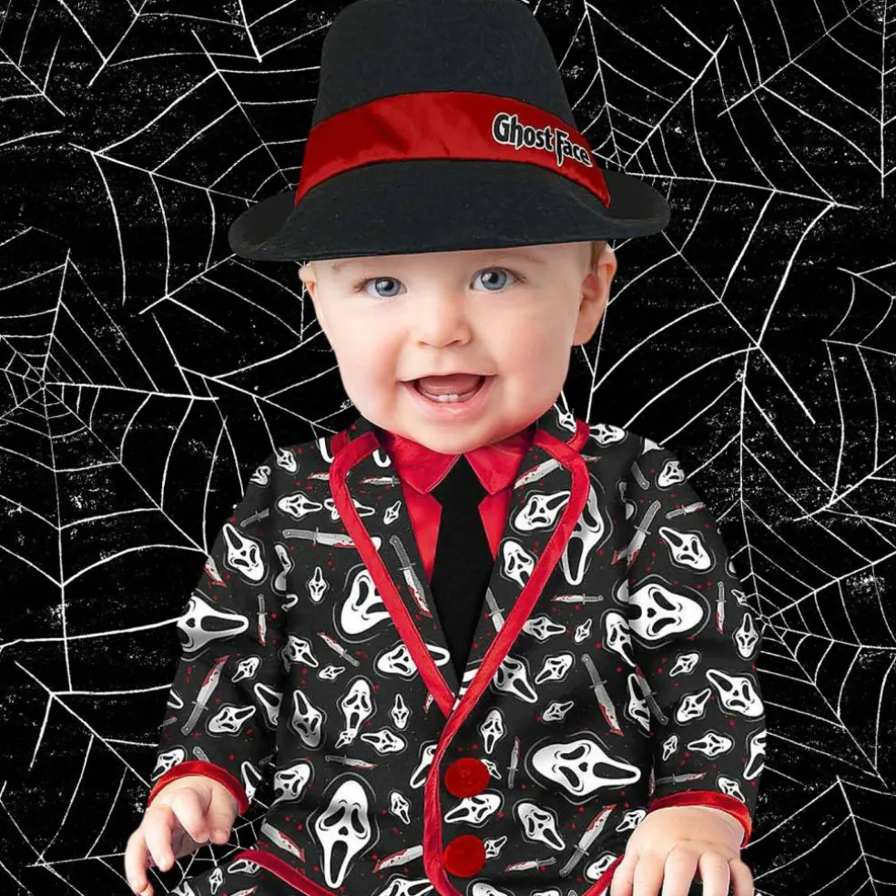 Eye Catching Toddler Ghost Face Party Suit Costume with Hat and Diaper Snaps