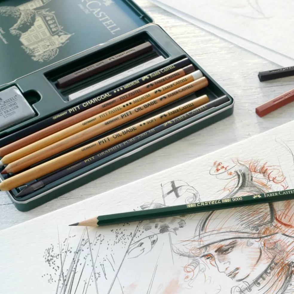 Faber-Castell Pitt 12 Color Monochrome Pencil Set
