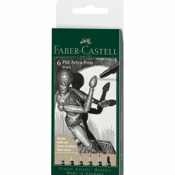 Faber-Castell® PITT® 0.05mm-1.5mm Black 6 Piece Artist Pen Set
