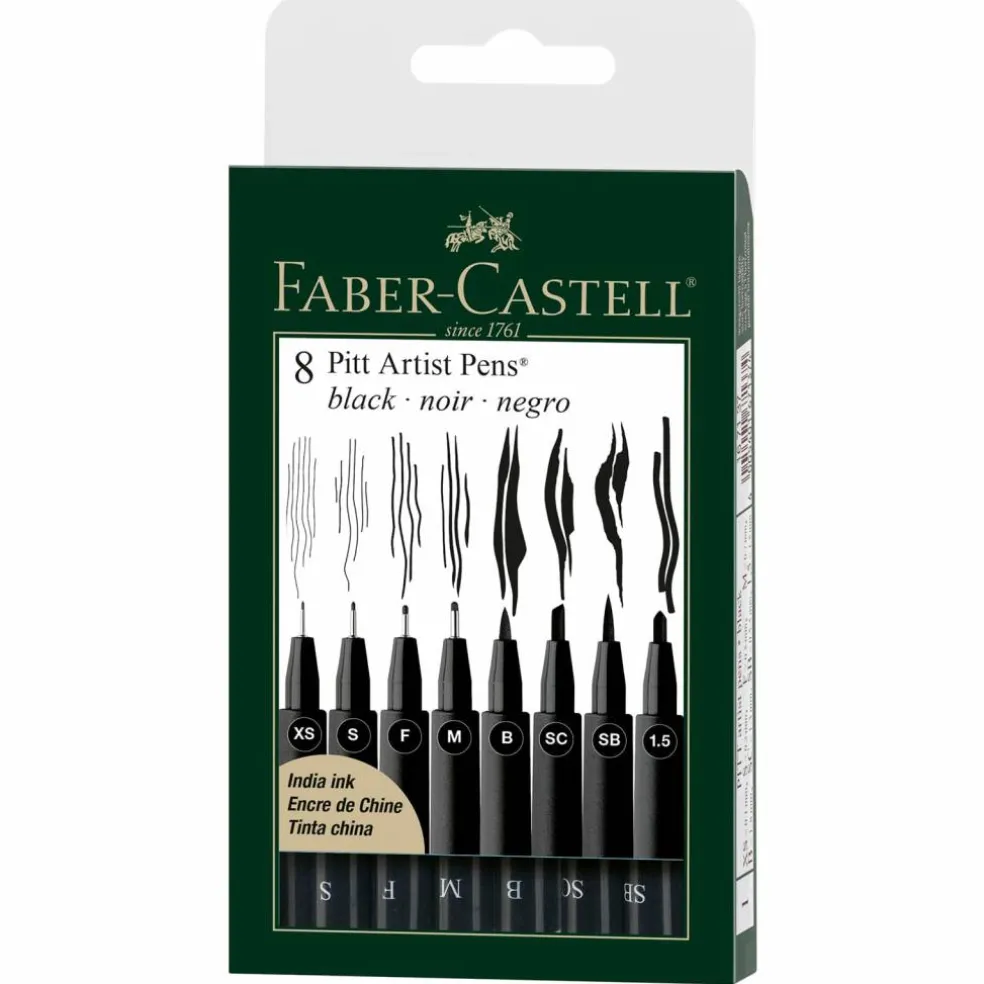 Faber-Castell® PITT® 8 Piece Black Artist Pen Set