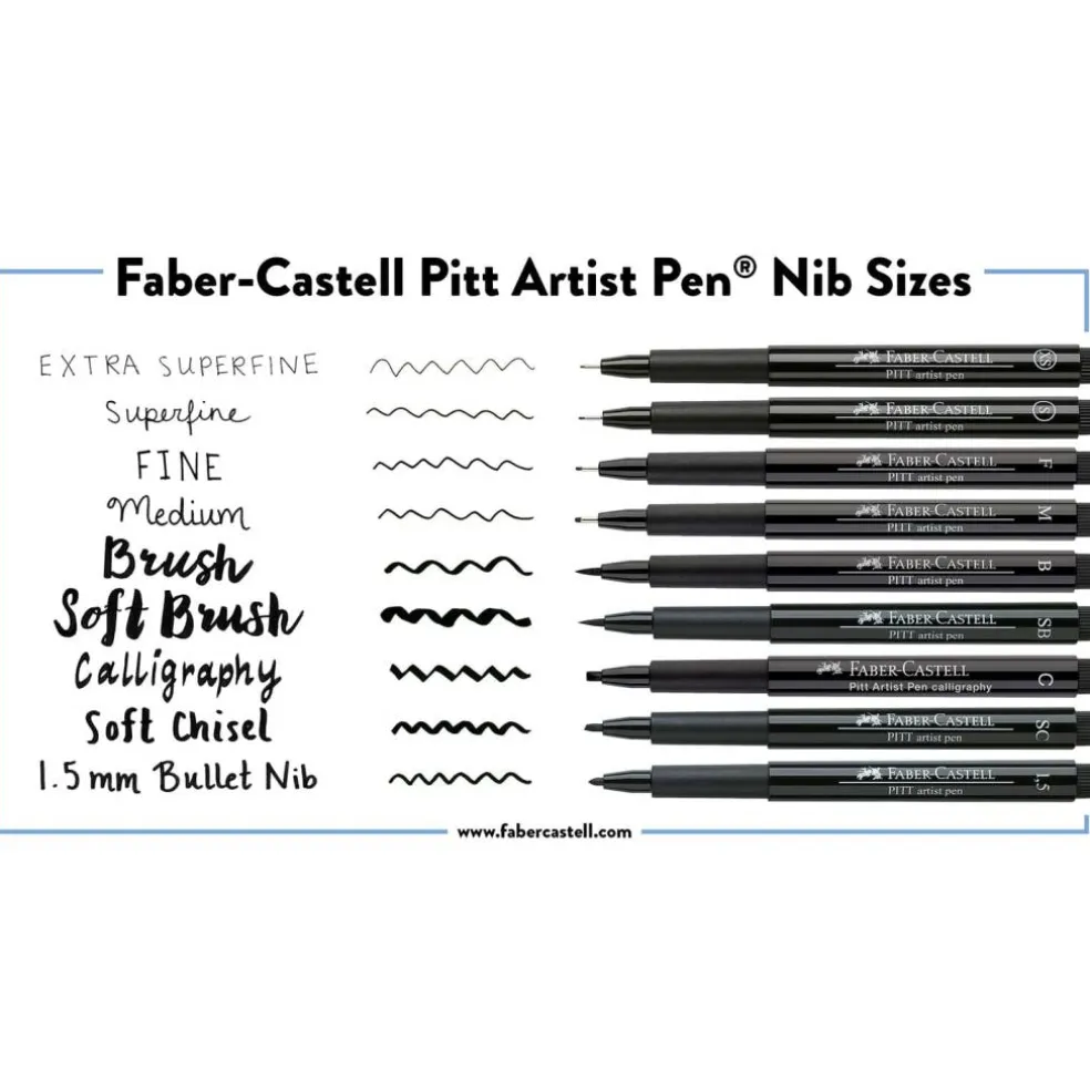 Faber-Castell® PITT® 8 Piece Black Artist Pen Set
