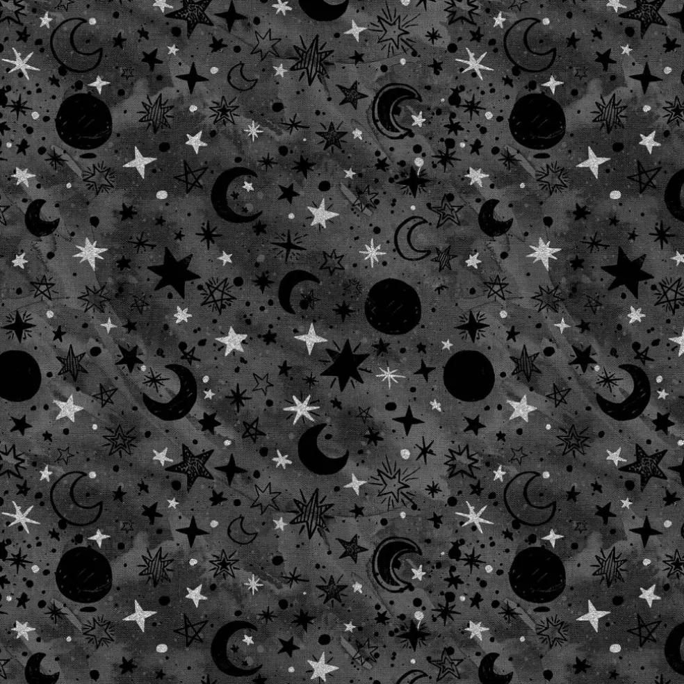 Fabric Editions Gray Starry Night Cotton Fabric