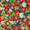 Fabric Editions Navy Strawberry Cotton Fabric