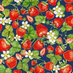 Fabric Editions Navy Strawberry Cotton Fabric