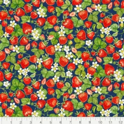 Fabric Editions Navy Strawberry Cotton Fabric