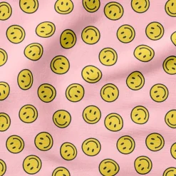 Fabric Editions Smile on Pink Cotton Fabric