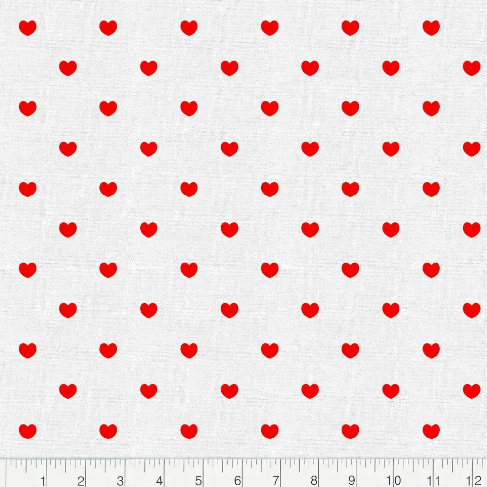 Fabric Editions White Hearts Cotton Fabric