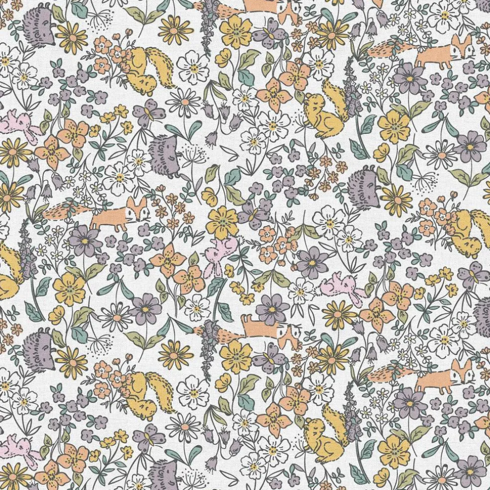 Fabric Editions White Peekaboo Cuties Cotton Fabric