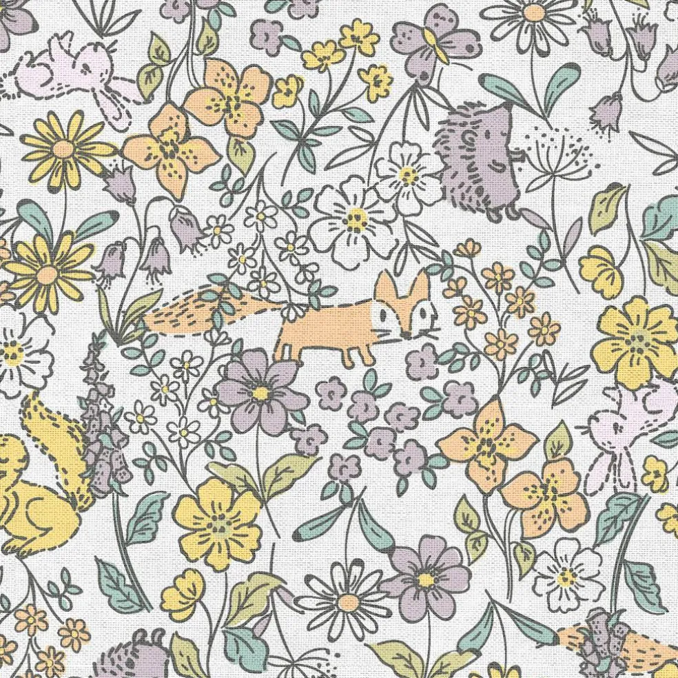 Fabric Editions White Peekaboo Cuties Cotton Fabric
