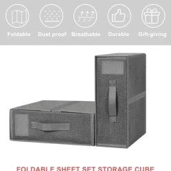 Fabric Foldable Closet Organizer Boxes with Handles, 2-Size Set
