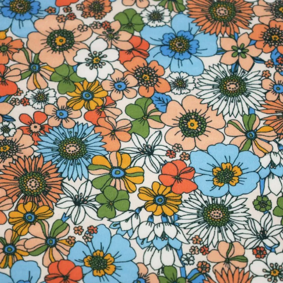 Fabric Merchants Retro Floral Double Brushed Stretch Fabric