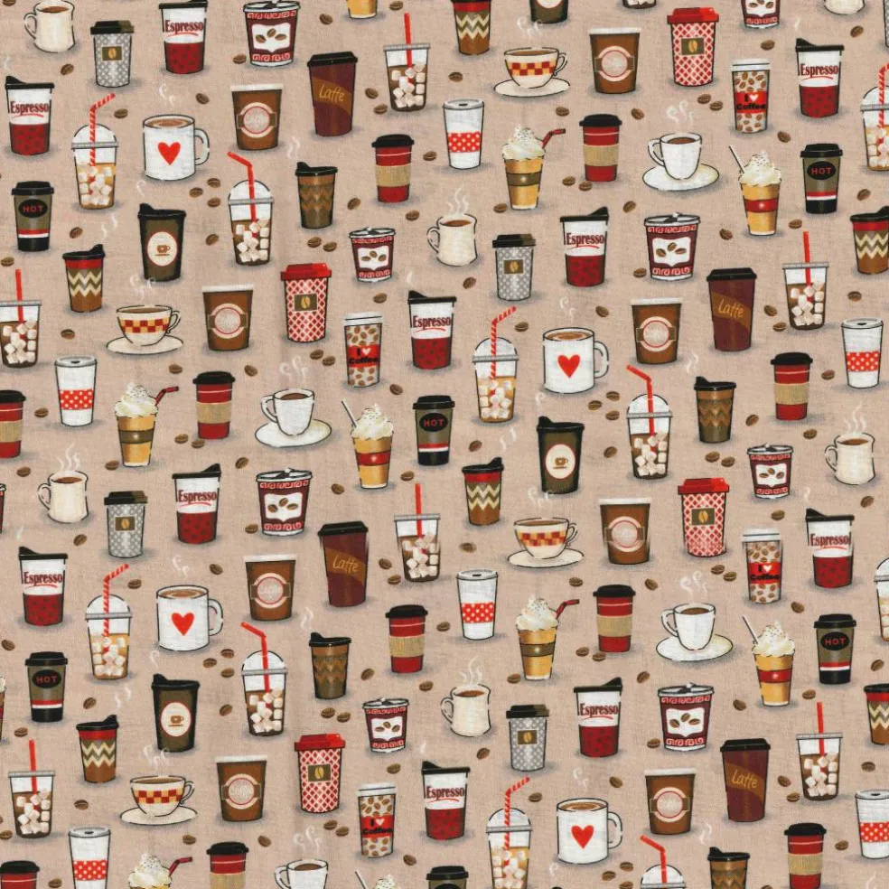 Fabric Traditions Coffee Cups Cotton Fabric