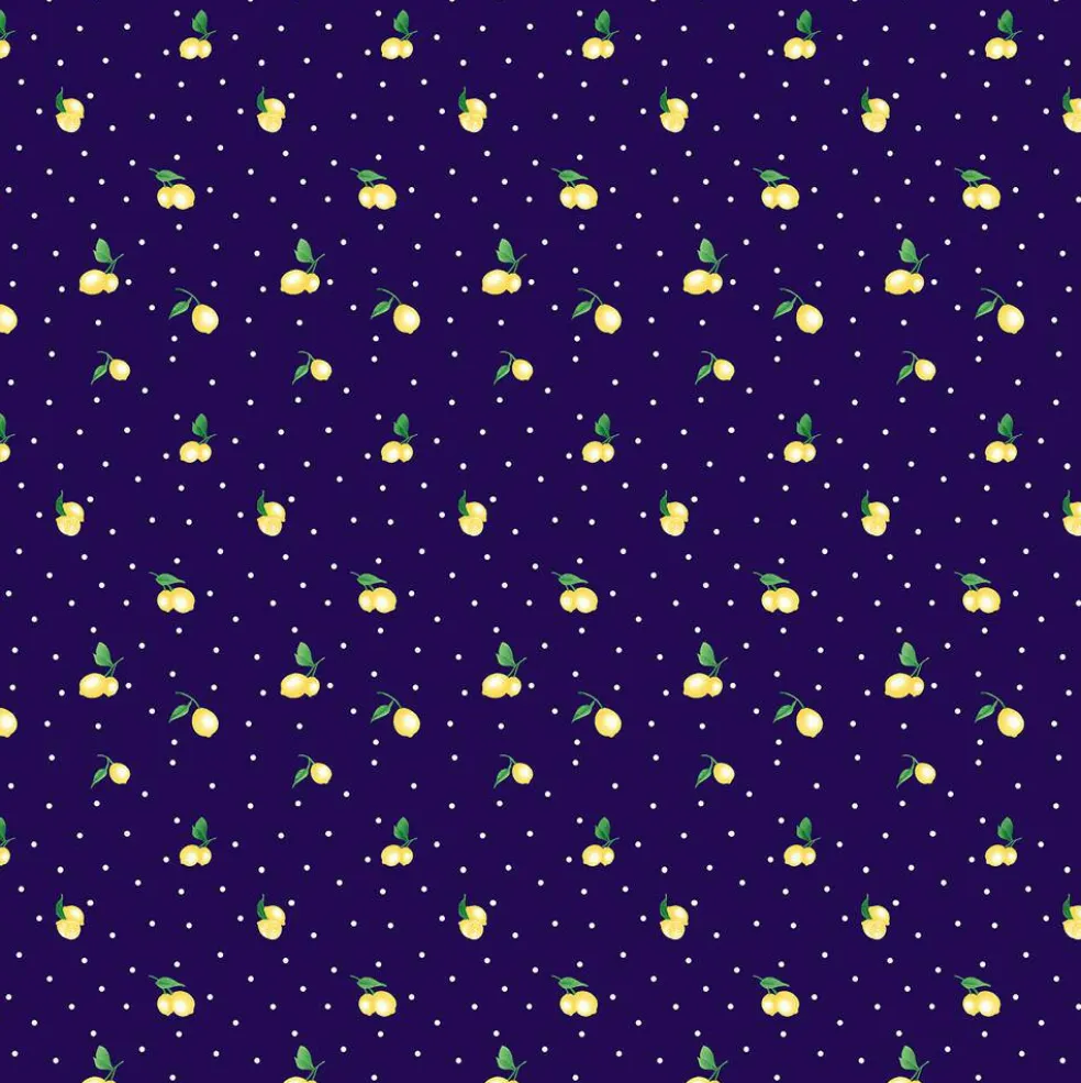 Fabric Traditions Lemon Toss on Navy Cotton Quilting Fabric