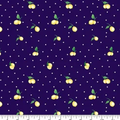 Fabric Traditions Lemon Toss on Navy Cotton Quilting Fabric