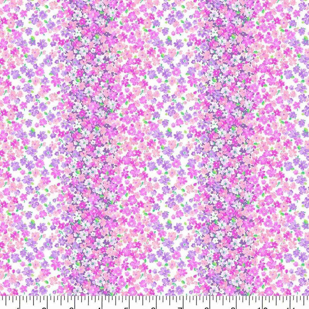 Fabric Traditions Pink & Purple Flowers Cotton Quilting Fabric