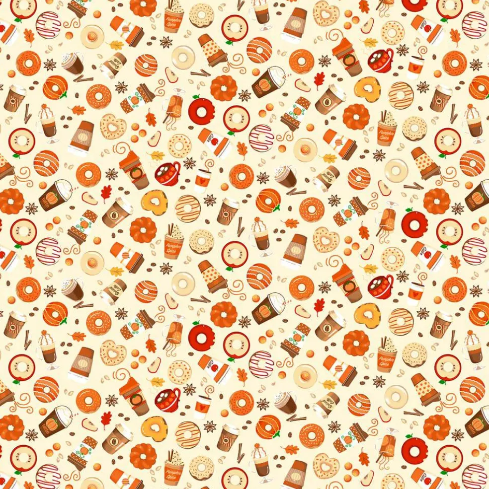 Fabric Traditions Pumpkin Spice Cream Cotton Quilting Fabric