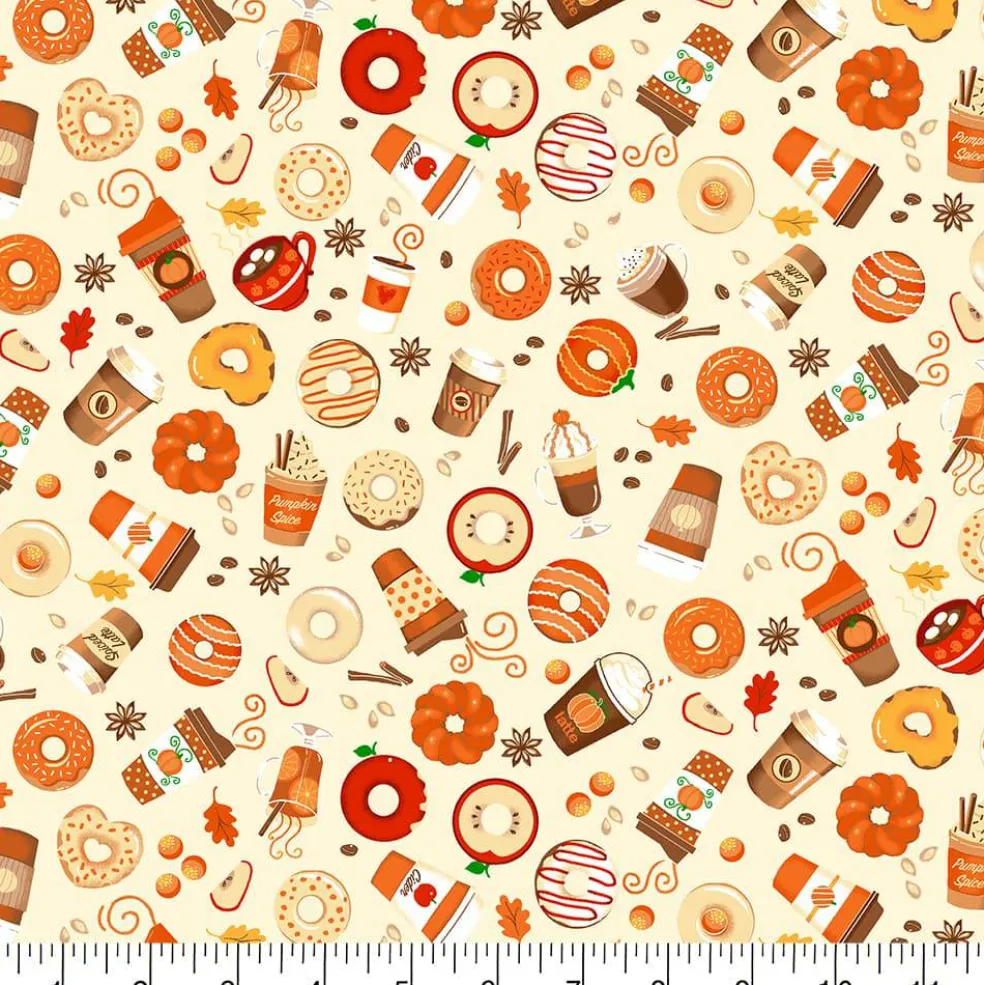 Fabric Traditions Pumpkin Spice Cream Cotton Quilting Fabric