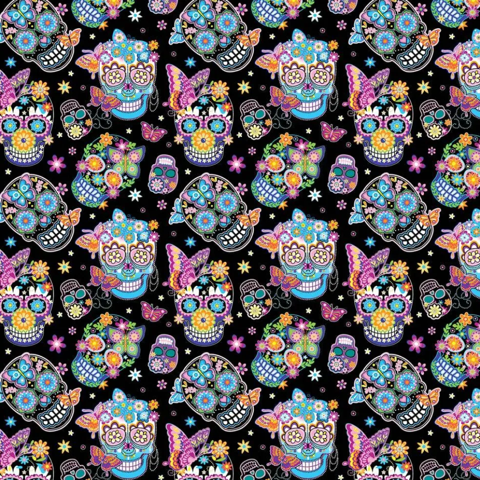 Fabric Traditions Sugar Skull Cotton Quilting Fabric