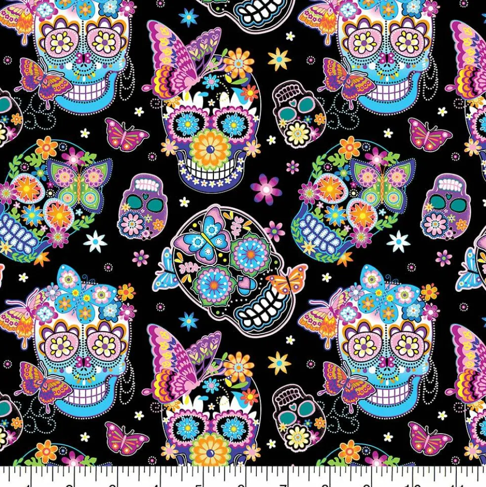 Fabric Traditions Sugar Skull Cotton Quilting Fabric