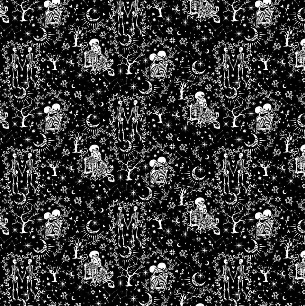 Fabric Traditions Sweetheart Skeletons Cotton Quilting Fabric