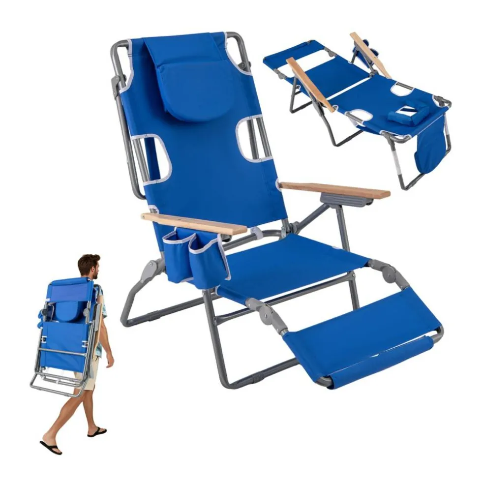 Face Down Folding Beach Chair 3 in 1 Adjustable Recliner with Face Hole