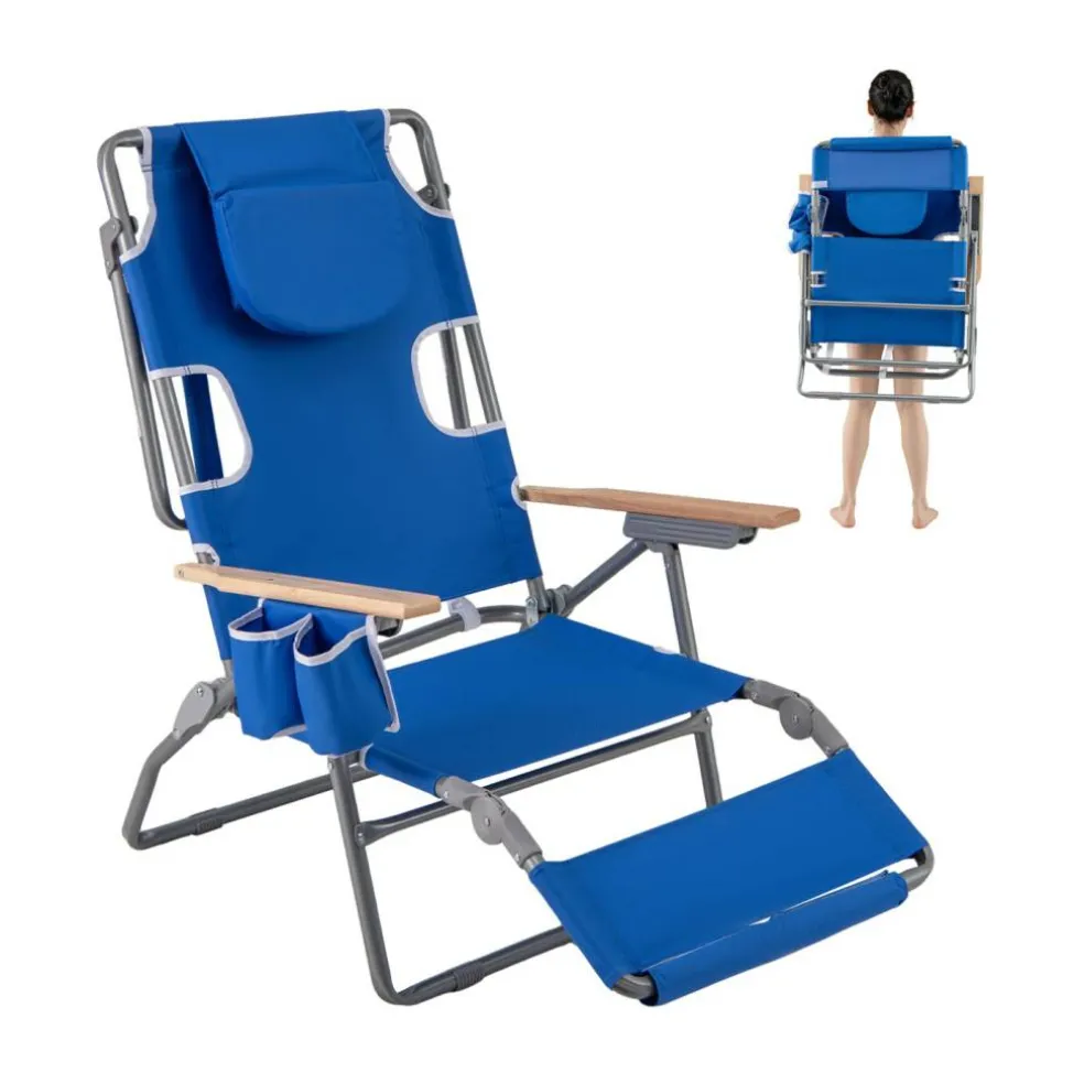 Face Down Folding Beach Chair 3 in 1 Adjustable Recliner with Face Hole