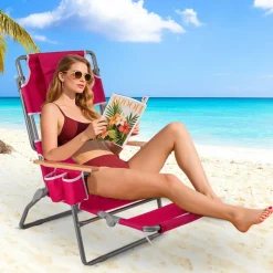 Face Down Folding Beach Chair 3 in 1 Adjustable Recliner with Face Hole
