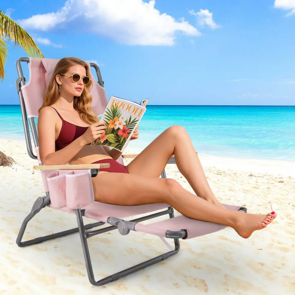 Face Down Folding Beach Chair 3 in 1 Adjustable Recliner with Face Hole
